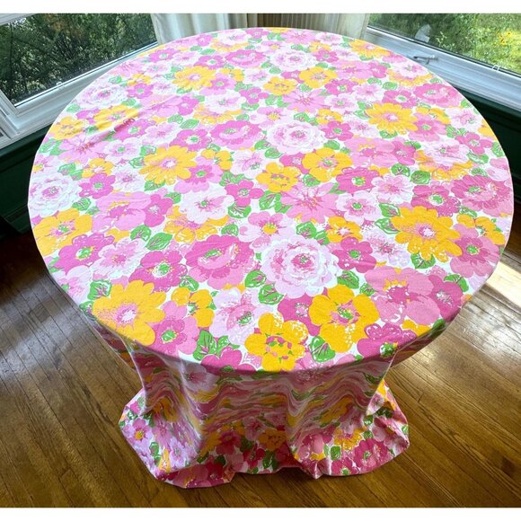 Vintage 70s fitted/bottom sheet, pink orange flower power bedding, twin size bed - Picture 3 of 11